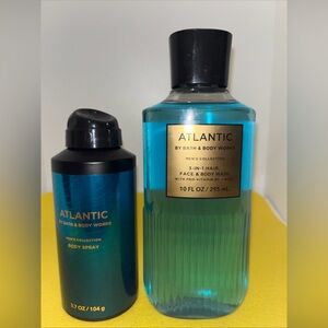 New Bath & Body Works Lot ATLANTIC BODY WASH & Body Spray set plus a free gift